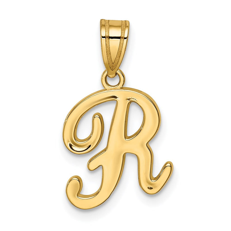 14k Yellow GoldY Script Letter R Initial Pendant