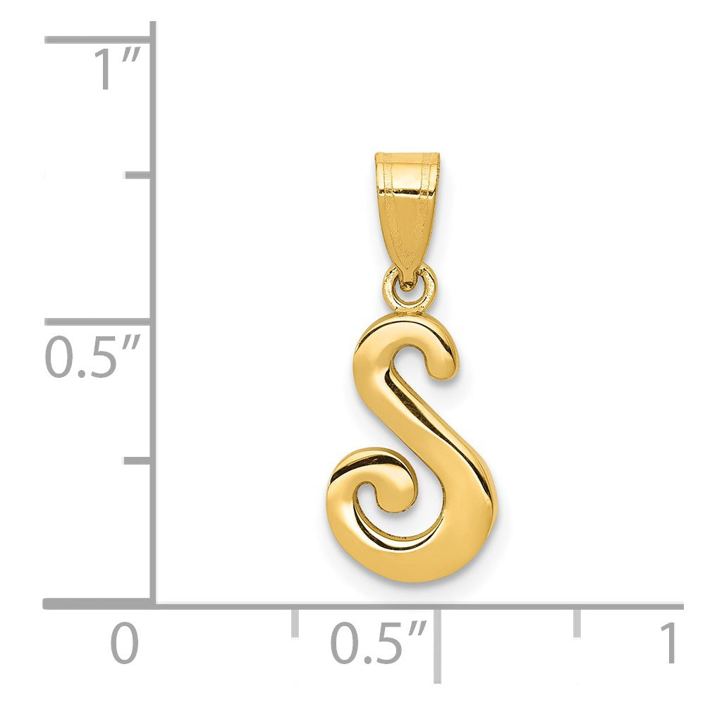 14k Yellow GoldY Script Letter S Initial Pendant