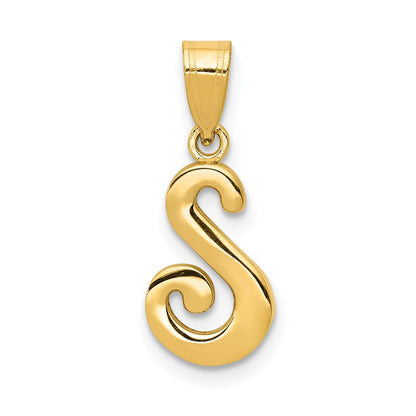 14k Yellow GoldY Script Letter S Initial Pendant