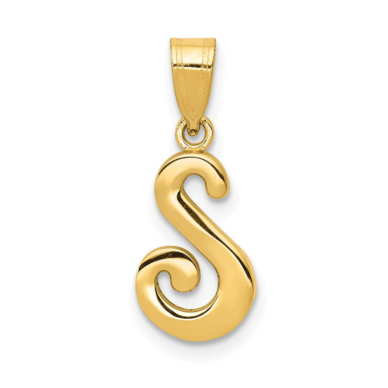 14k Yellow GoldY Script Letter S Initial Pendant