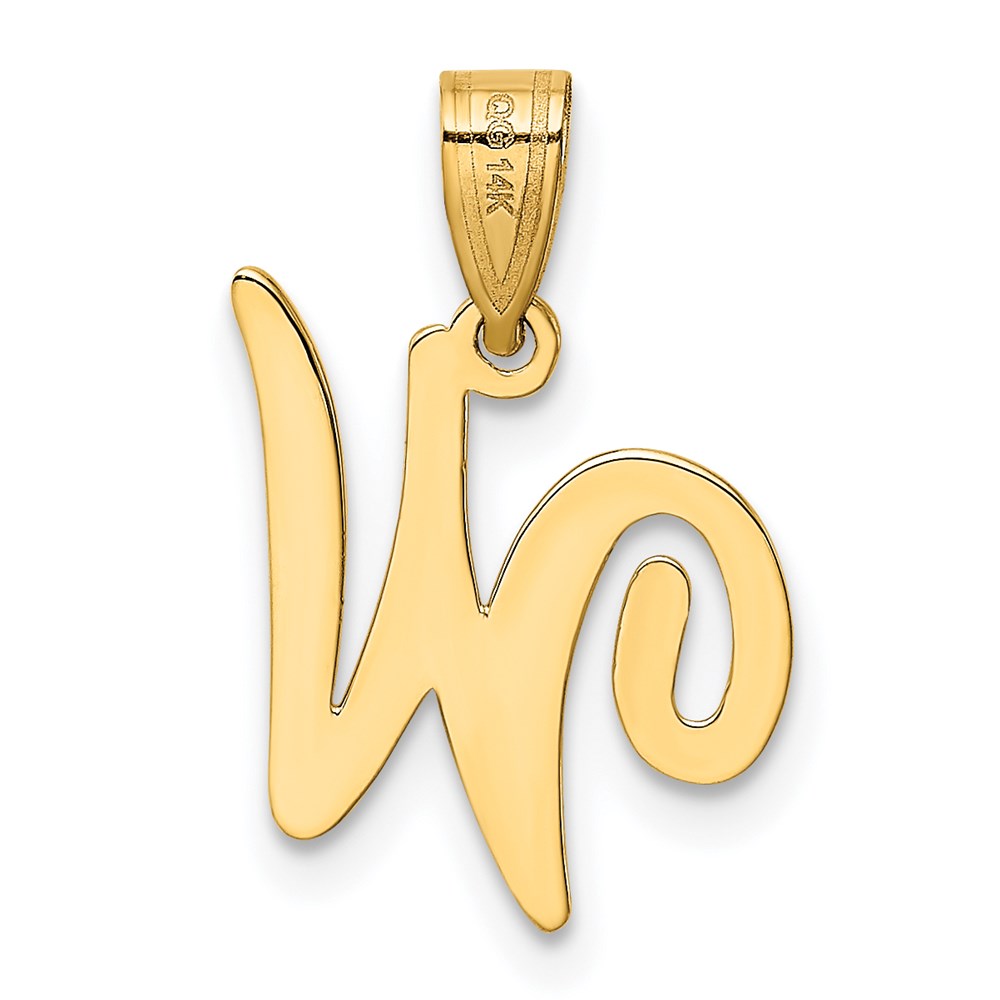 14k Yellow GoldY Script Letter W Initial Pendant