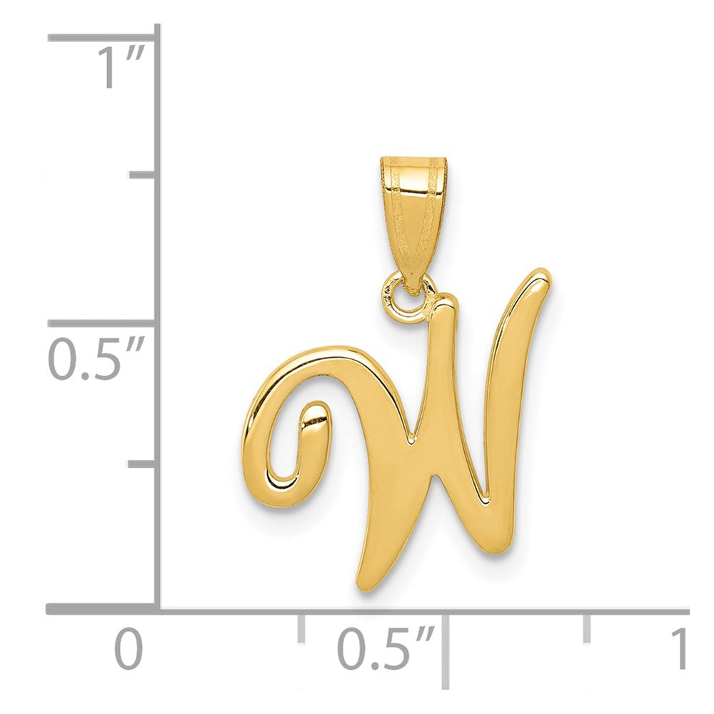 14k Yellow GoldY Script Letter W Initial Pendant