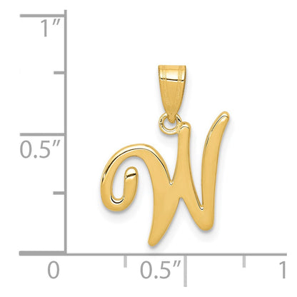 14k Yellow GoldY Script Letter W Initial Pendant