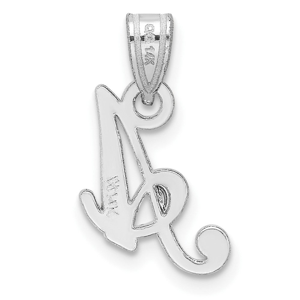 14k White GoldW White Gold Script Letter A Initial  Pendant