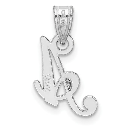 14k White GoldW White Gold Script Letter A Initial  Pendant