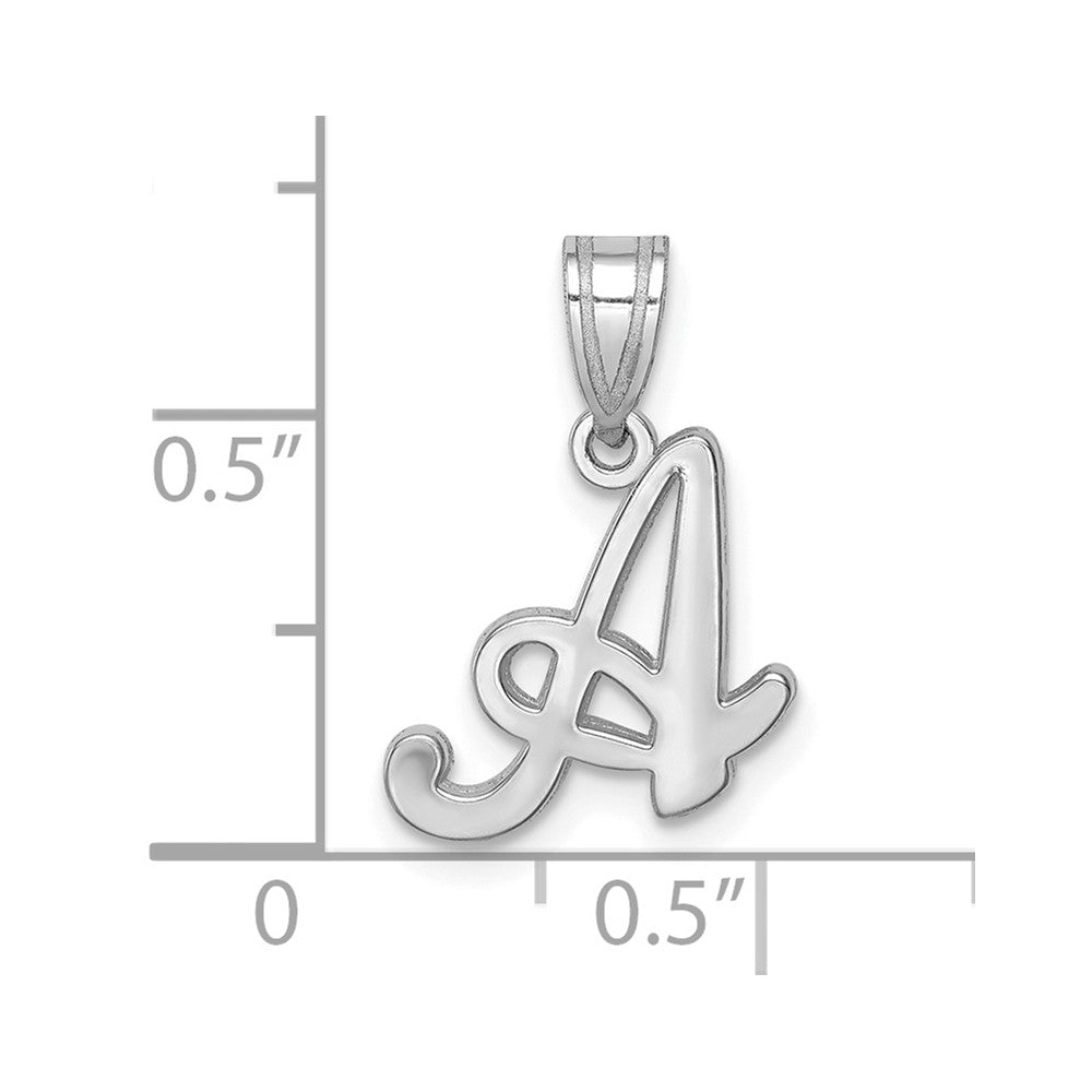 14k White GoldW White Gold Script Letter A Initial  Pendant
