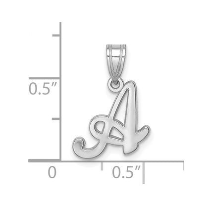 14k White GoldW White Gold Script Letter A Initial  Pendant