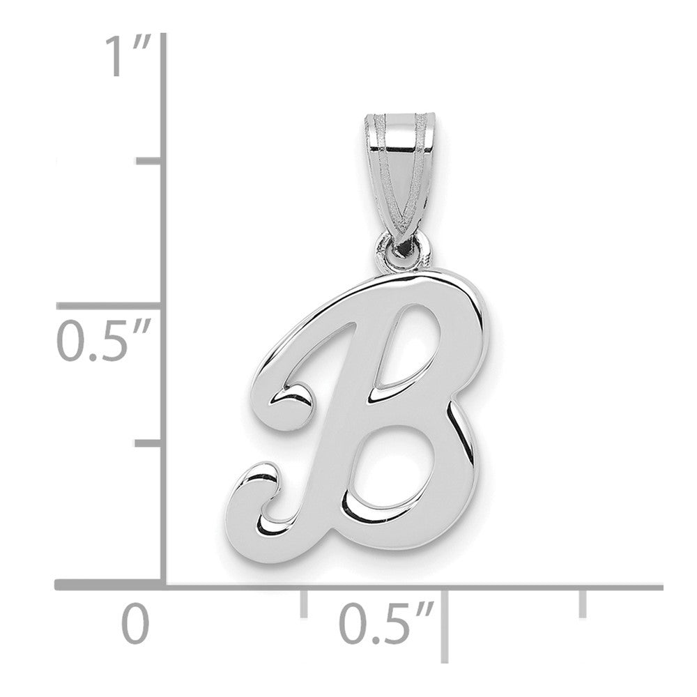14k White GoldW White Gold Script Letter B Initial  Pendant