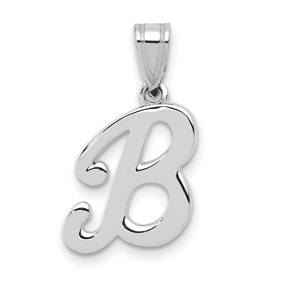 14k White GoldW White Gold Script Letter B Initial  Pendant