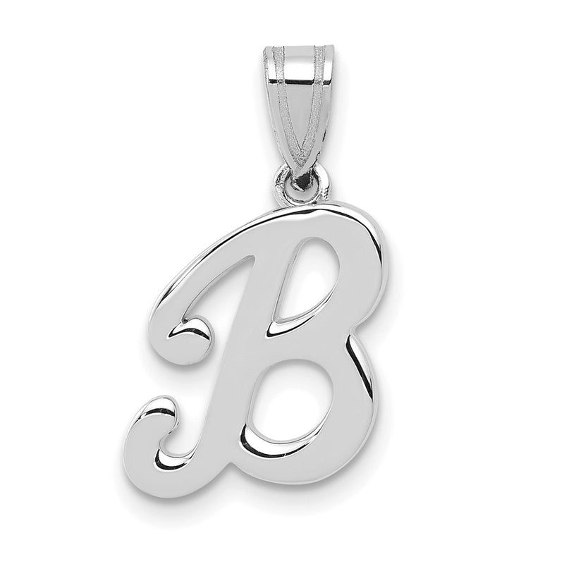 14k White GoldW White Gold Script Letter B Initial  Pendant