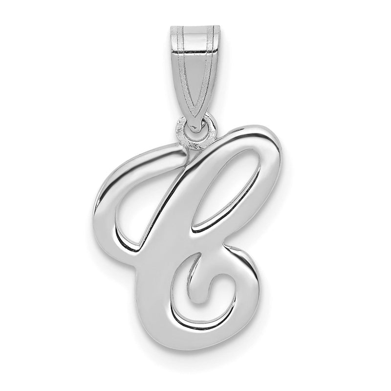 14k White GoldW White Gold Script Letter C Initial  Pendant