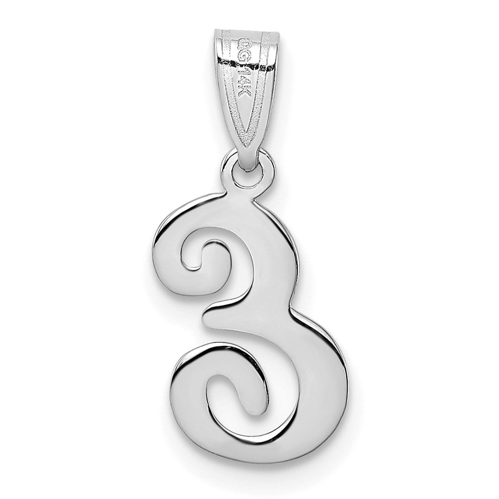 14k White GoldW White Gold Script Letter E Initial Pendant