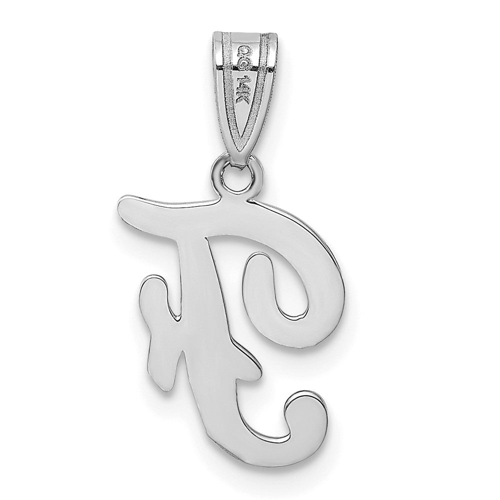14k White GoldW White Gold Script Letter F Initial Pendant