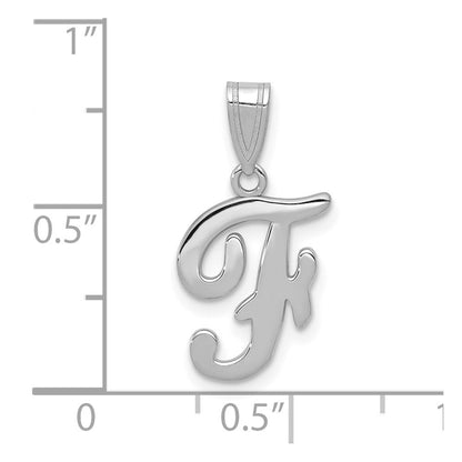 14k White GoldW White Gold Script Letter F Initial Pendant