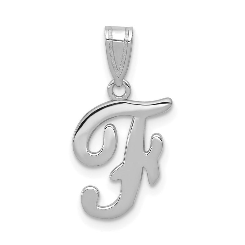 14k White GoldW White Gold Script Letter F Initial Pendant