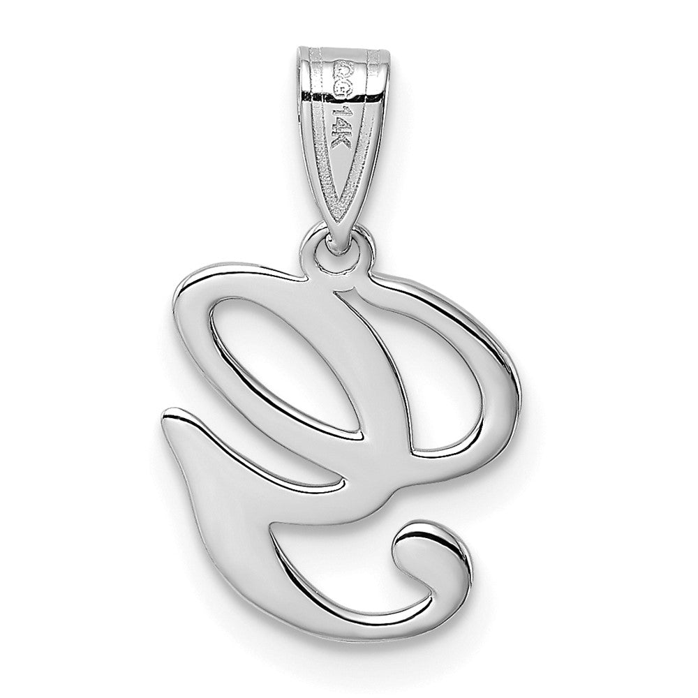 14k White GoldW White Gold Script Letter G Initial Pendant