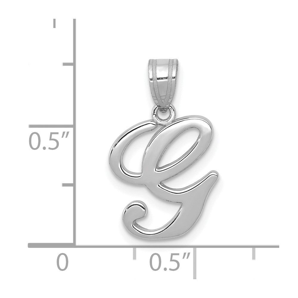 14k White GoldW White Gold Script Letter G Initial Pendant