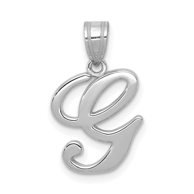 14k White GoldW White Gold Script Letter G Initial Pendant