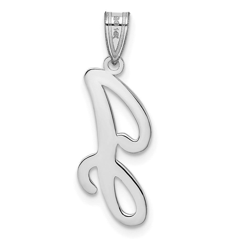 14k White GoldW White Gold Script Letter J Initial Pendant