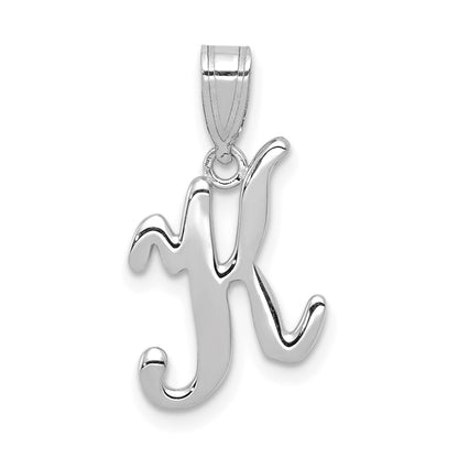 14k White GoldW White Gold Script Letter K Initial Pendant