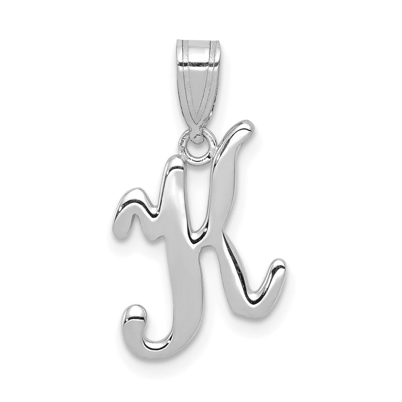 14k White GoldW White Gold Script Letter K Initial Pendant