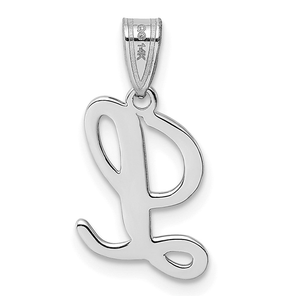 14k White GoldW White Gold Script Letter L Initial Pendant