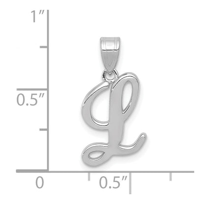 14k White GoldW White Gold Script Letter L Initial Pendant