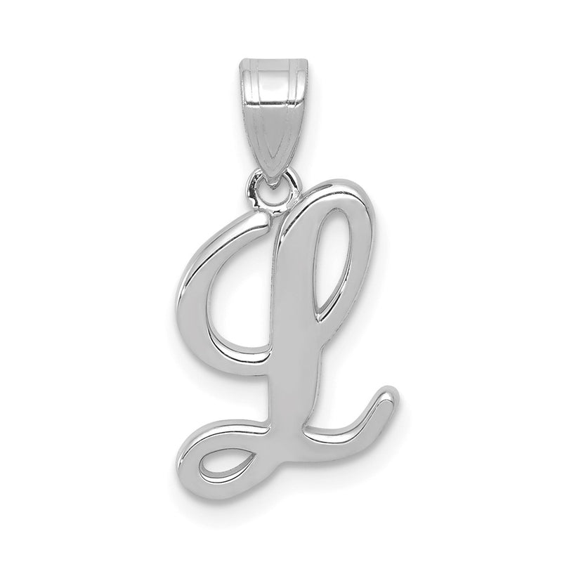 14k White GoldW White Gold Script Letter L Initial Pendant