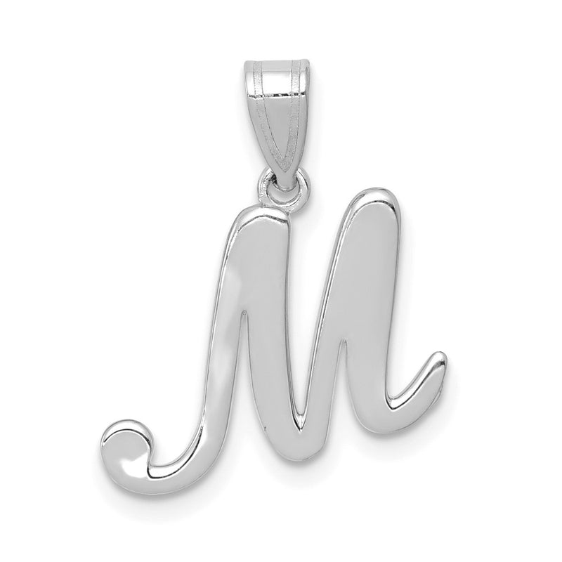 14k White GoldW White Gold Script Letter M Initial Pendant