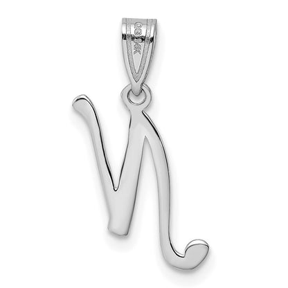 14k White GoldW White Gold Script Letter N Initial Pendant