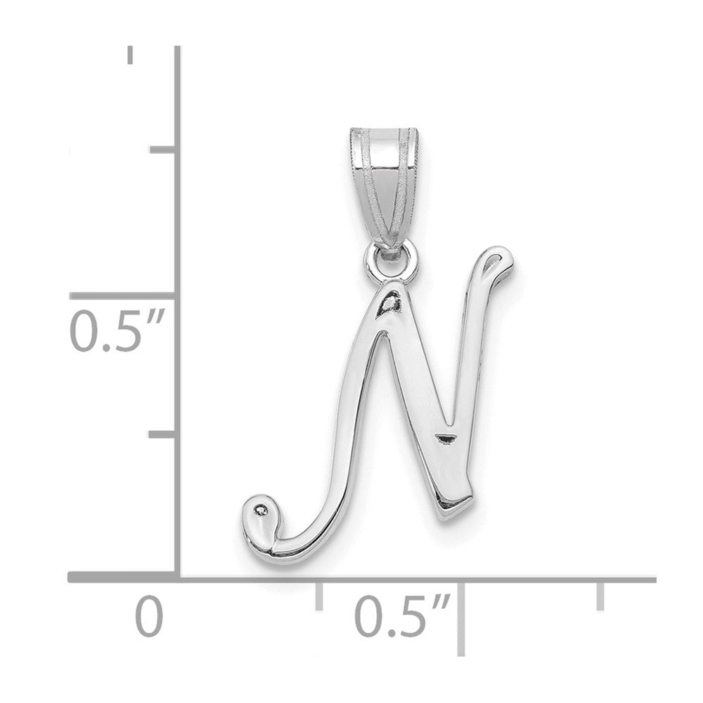 14k White GoldW White Gold Script Letter N Initial Pendant