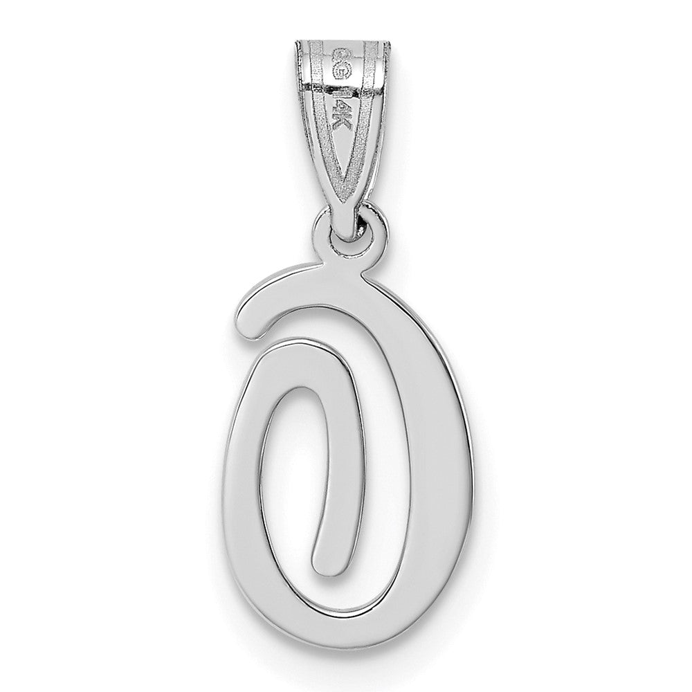 14k White GoldW White Gold Script Letter O Initial Pendant