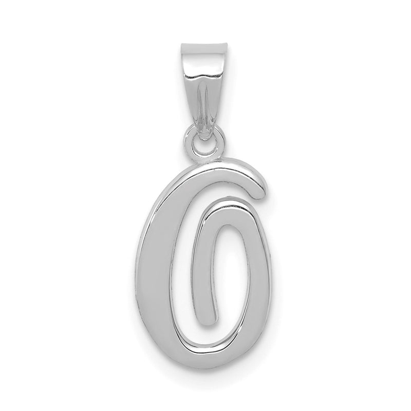 14k White GoldW White Gold Script Letter O Initial Pendant