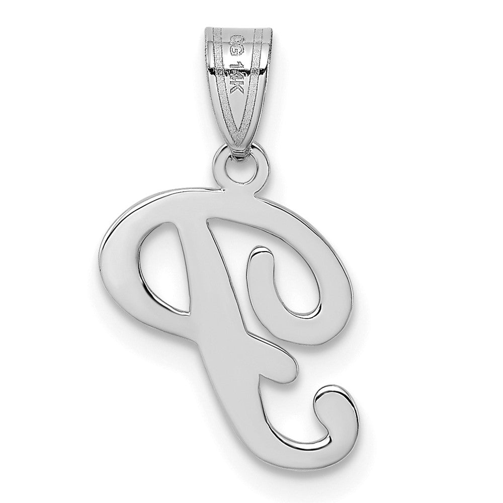 14k White GoldW White Gold Script Letter P Initial Pendant