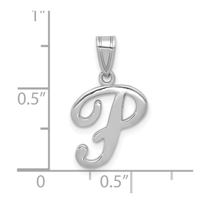 14k White GoldW White Gold Script Letter P Initial Pendant