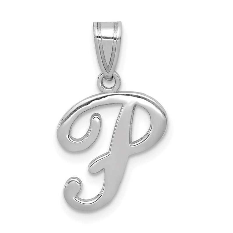 14k White GoldW White Gold Script Letter P Initial Pendant