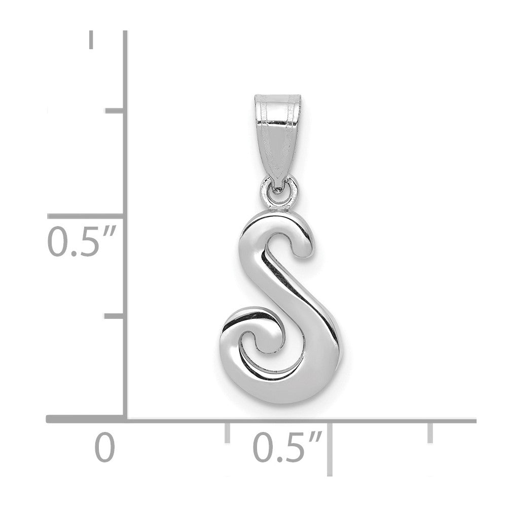 14k White GoldW White Gold Script Letter S Initial Pendant