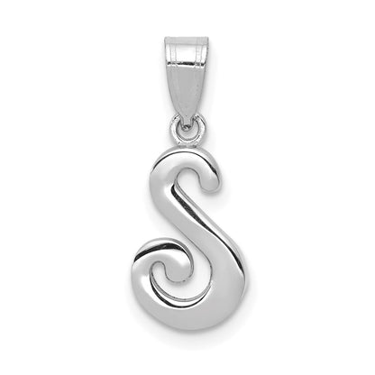 14k White GoldW White Gold Script Letter S Initial Pendant