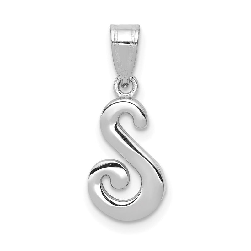 14k White GoldW White Gold Script Letter S Initial Pendant