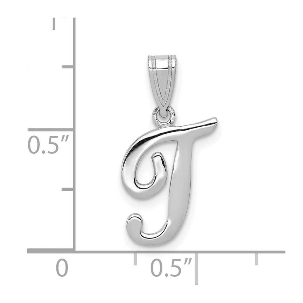 14k White GoldW White Gold Script Letter T Initial Pendant