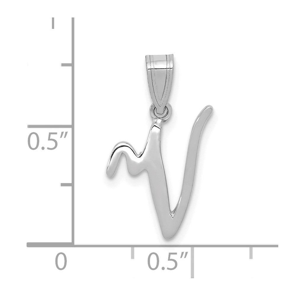 14k White GoldW White Gold Script Letter V Initial Pendant
