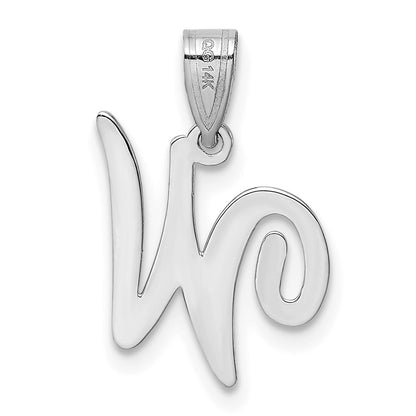 14k White GoldW White Gold Script Letter W Initial Pendant
