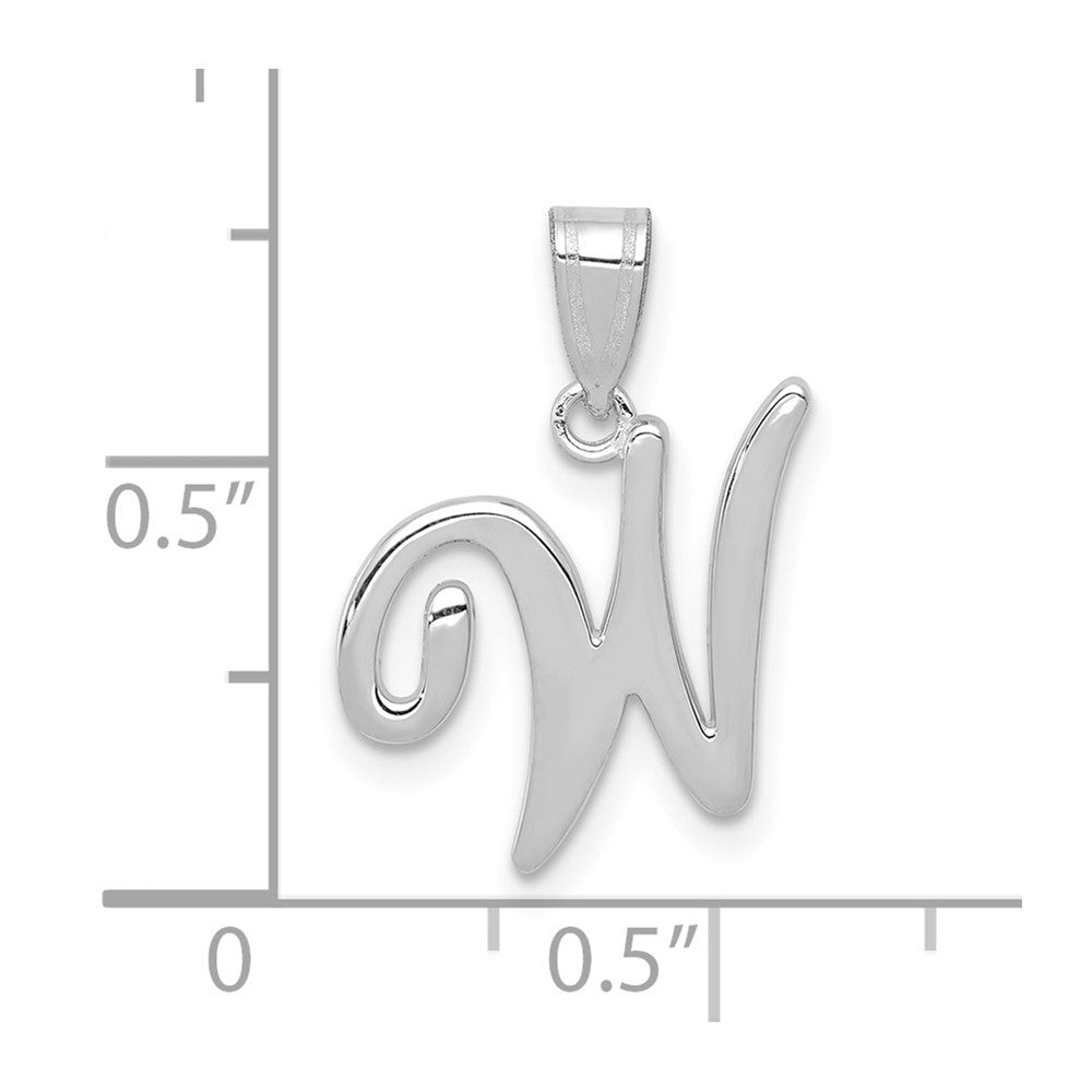 14k White GoldW White Gold Script Letter W Initial Pendant