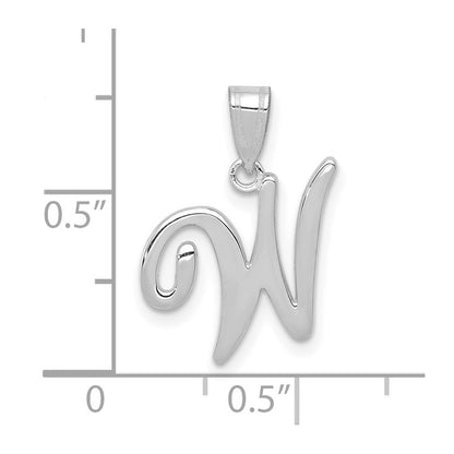 14k White GoldW White Gold Script Letter W Initial Pendant