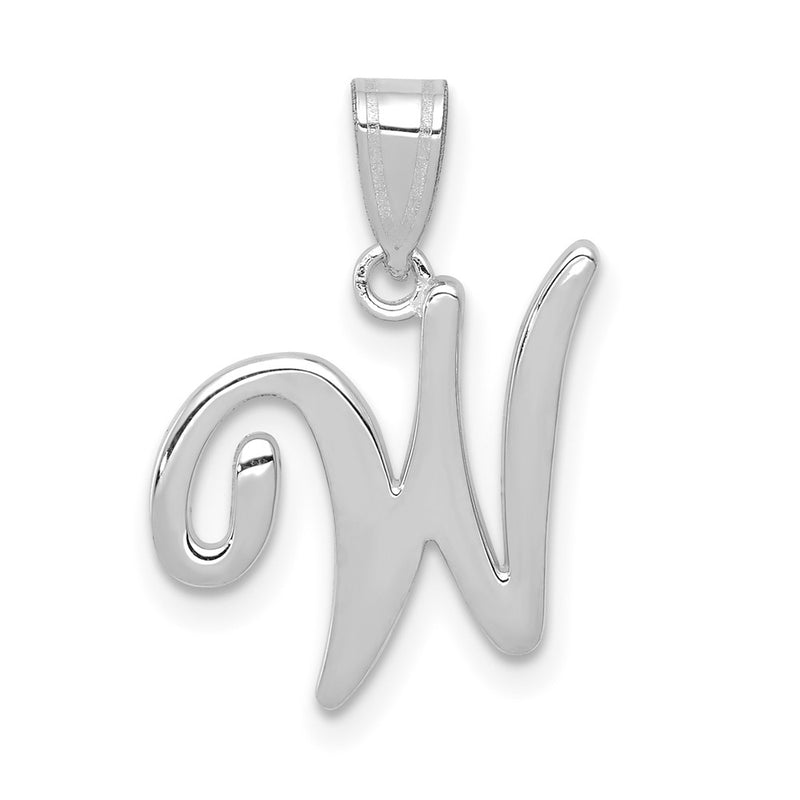 14k White GoldW White Gold Script Letter W Initial Pendant