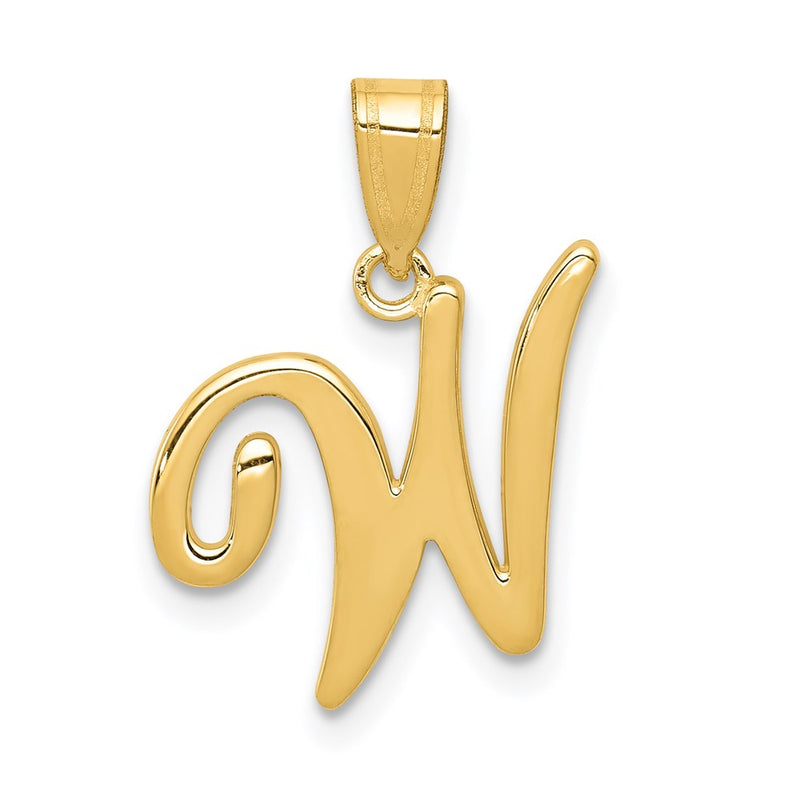 14k Yellow GoldY Script Letter W Initial Pendant