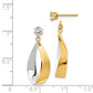 14k Yellow & Rhodium Gold Oval Dangle Jacket w/Rhodium and CZ Earrings