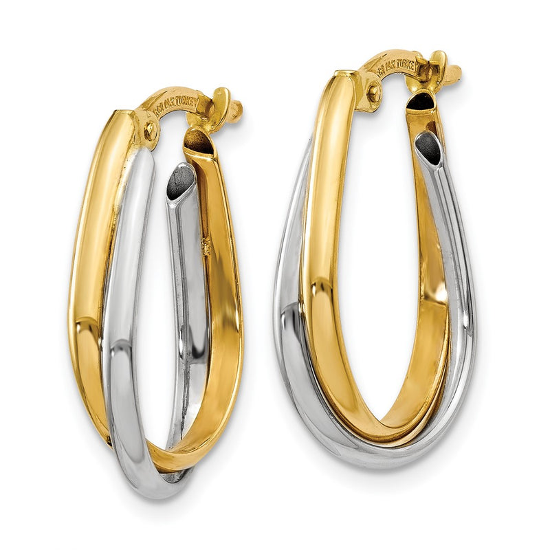14k Two-tone Gold Double Hoop Earring