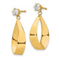 14k Yellow Gold Polished Oval Dangle with CZ Stud Earring Jackets
