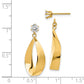 14k Yellow Gold Polished Oval Dangle with CZ Stud Earring Jackets